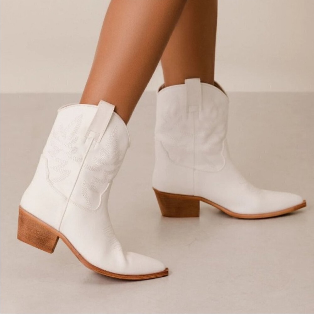 White Western Ankle Boots